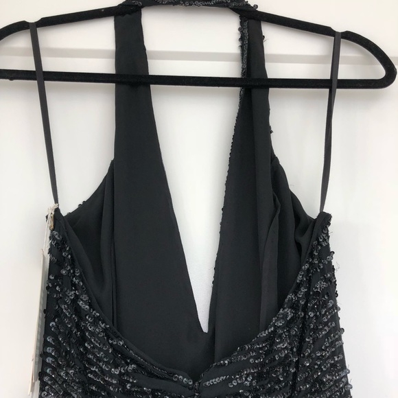 Extreme Deep V Black Elegant Evening Gown - Picture 4 of 7